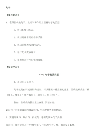 2025年小升初句子专题复习