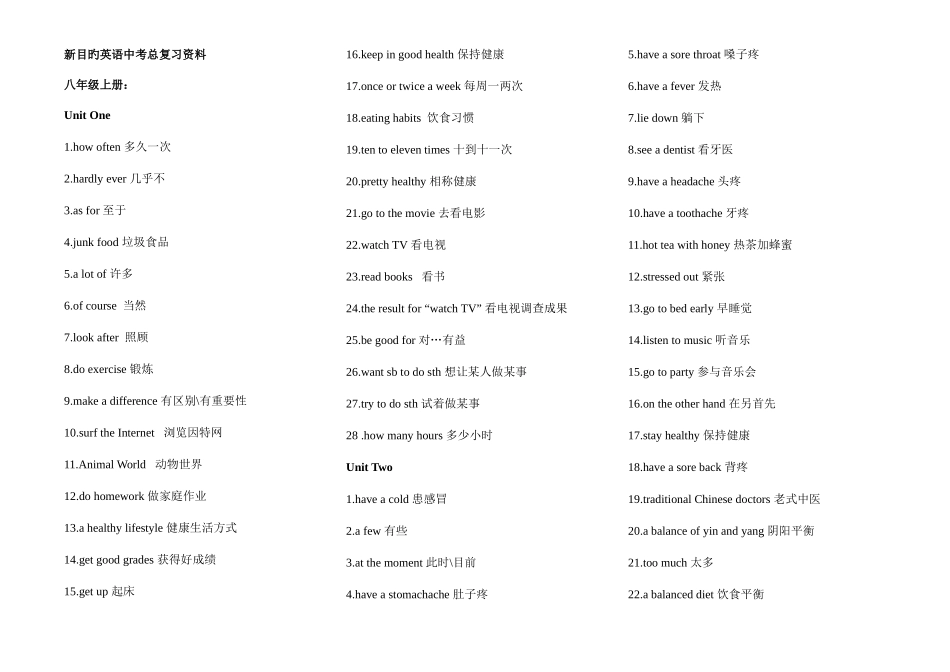 2025年新目标八年级上下册主要词组归纳_第1页
