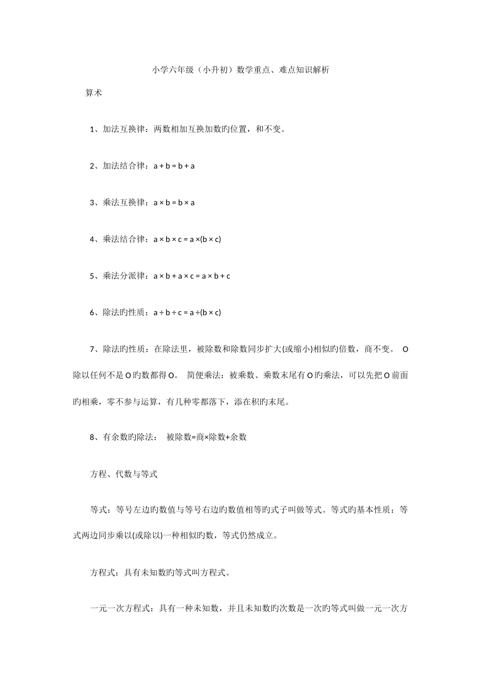 2025年小学六年级小升初数学重点难点知识解析_第1页