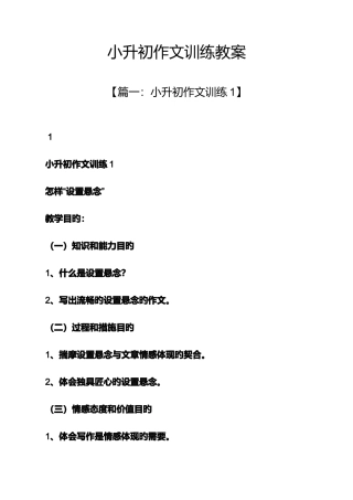 2025年小升初作文训练教案