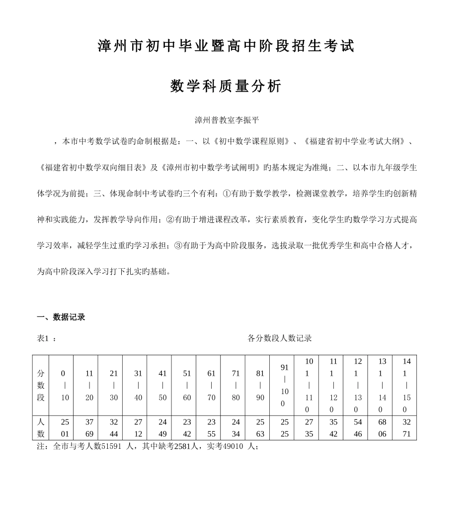 2025年漳州市初中毕业暨高中阶段招生考试_第1页
