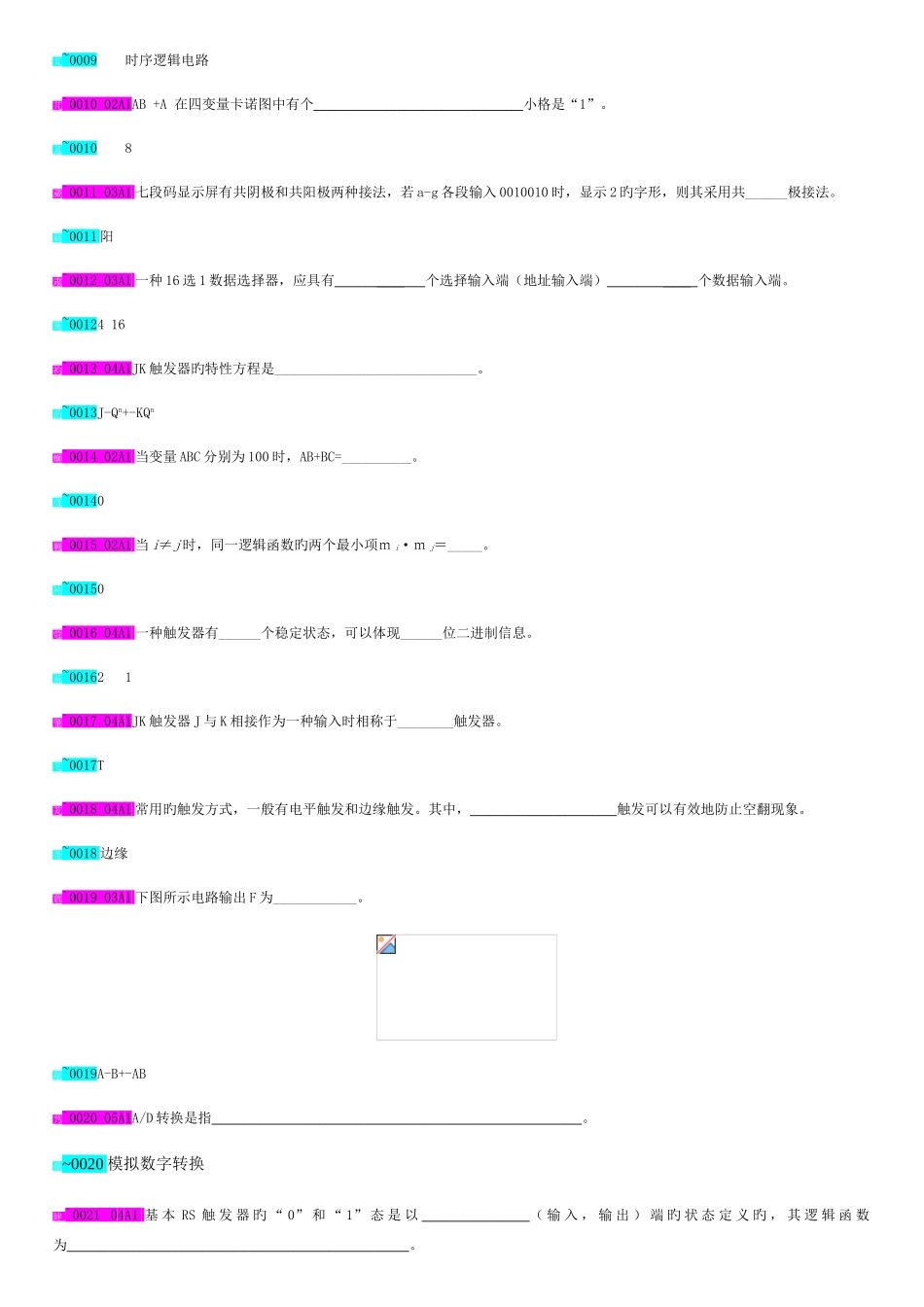 2025年数字逻辑题库_第2页