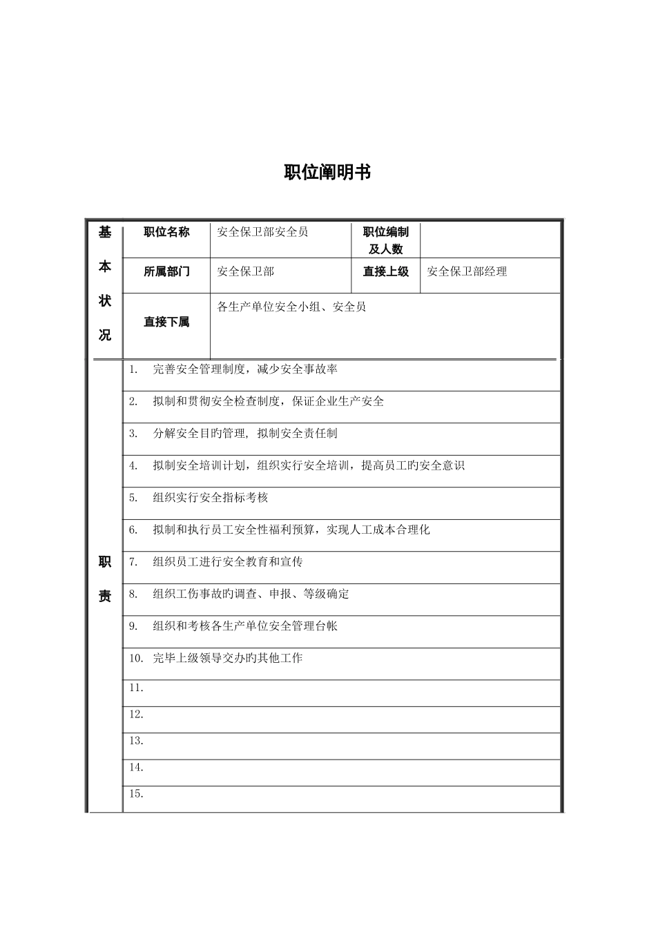 2025年江动股份安全员职务说明书_第1页