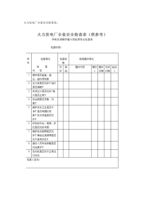 2025年电厂人必须知道火力发电厂全套安全检查表供参考