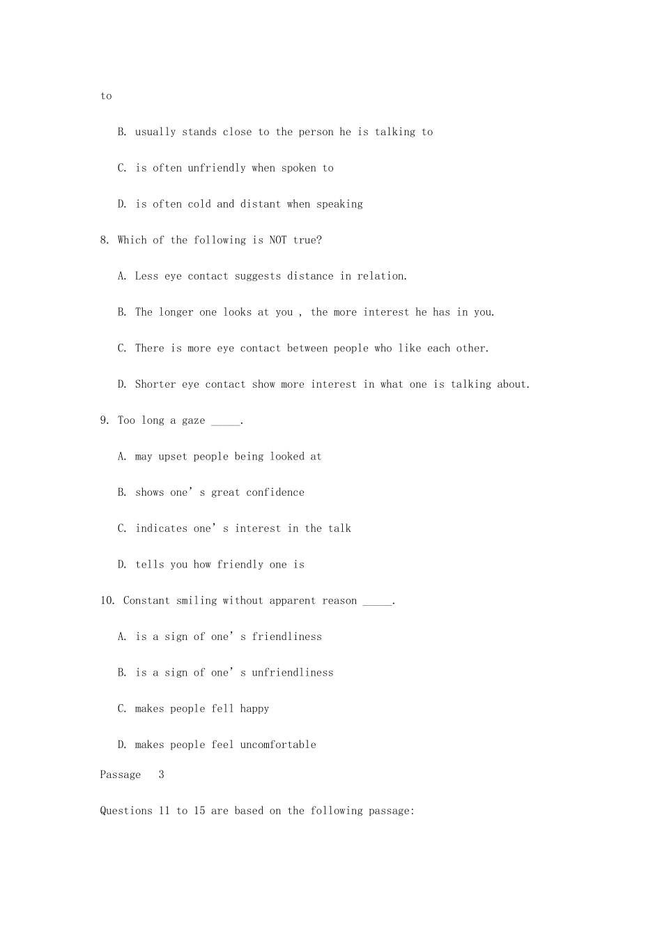 2025年河南成人本科学位英语考试试题以及答案解析_第3页