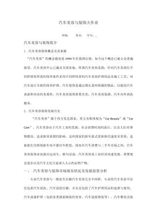 2025年汽车美容与装饰大作业