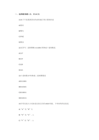 2025年计算机一级考试试题