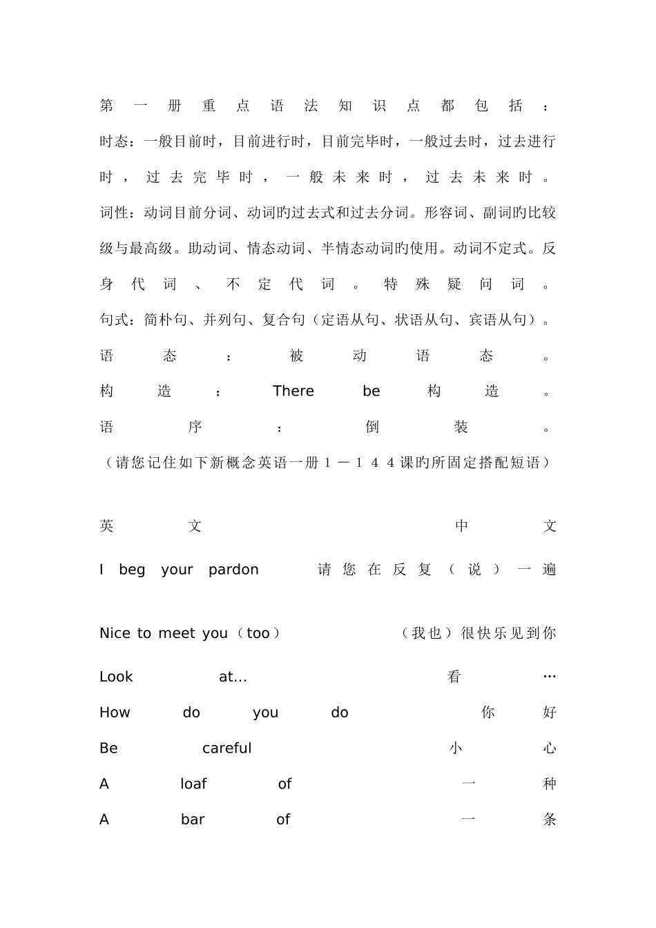 2025年新概念第一册重点语法知识点_第1页