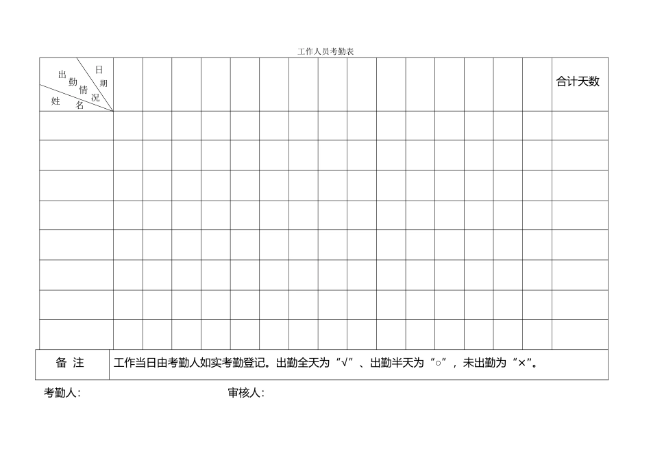 2025年工作人员考勤表_第1页