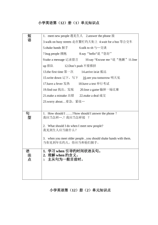 2025年深圳版英语六年级下册各单元知识点总结