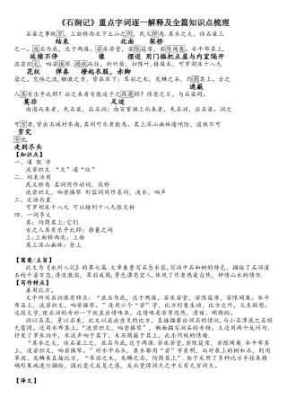 2025年6石涧记重点字词逐个解释及全篇知识点梳理