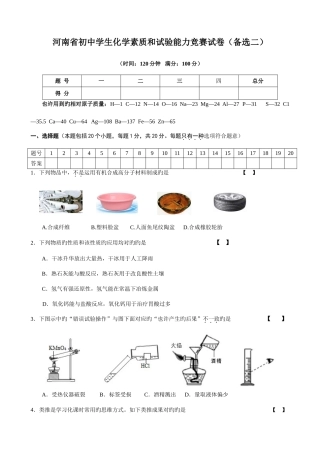 2025年河南省初中化学竞赛试卷