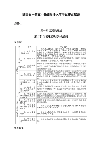 2025年湖南省普通高中物理学业水平考试要点解读