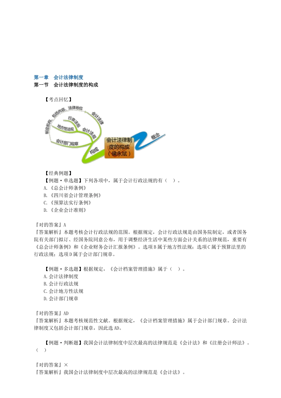 2025年会计从业资格证习题班第一章会计法律制度讲义_第1页