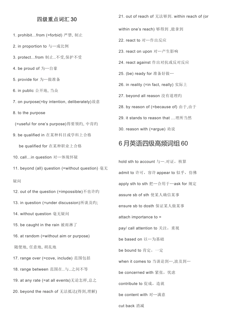 2025年6月大学英语四级重点_第1页