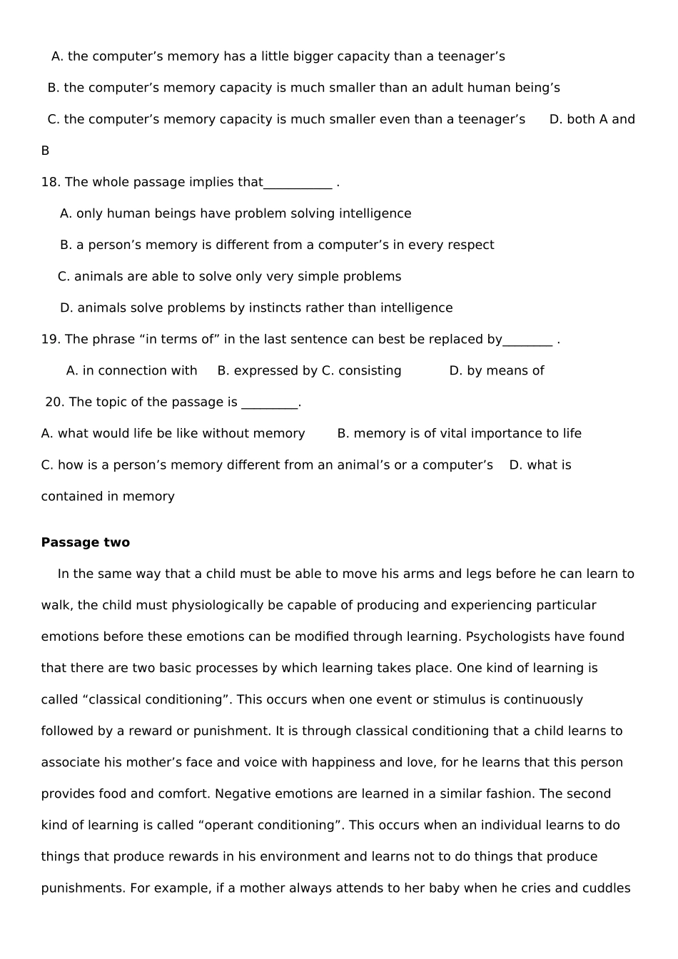 2025年河南成人学位英语试题_第2页