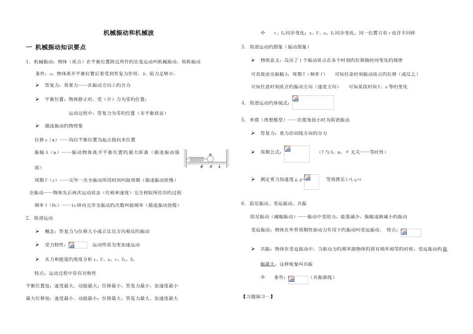 2025年机械振动和机械波知识点复习及练习_第1页