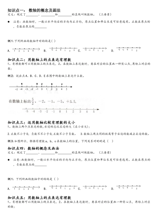 2025年2.2数轴知识点