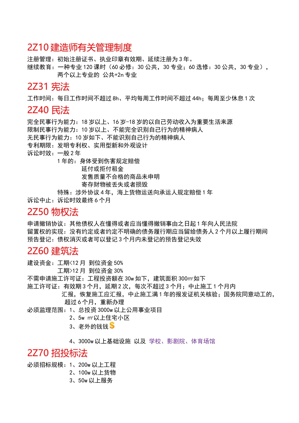 2025年二级建造师法规有关时间和数字知识点汇总_第1页