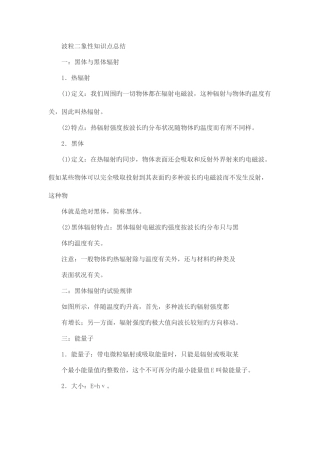 2025年波粒二象性知识点总结