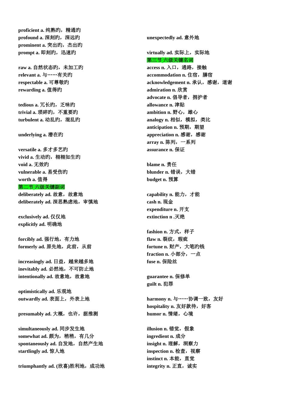 2025年英语六级高频词汇整理分词性_第2页