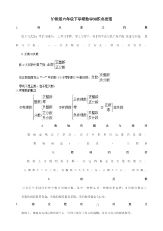 2025年沪教版六年级下学期数学各章知识点梳理