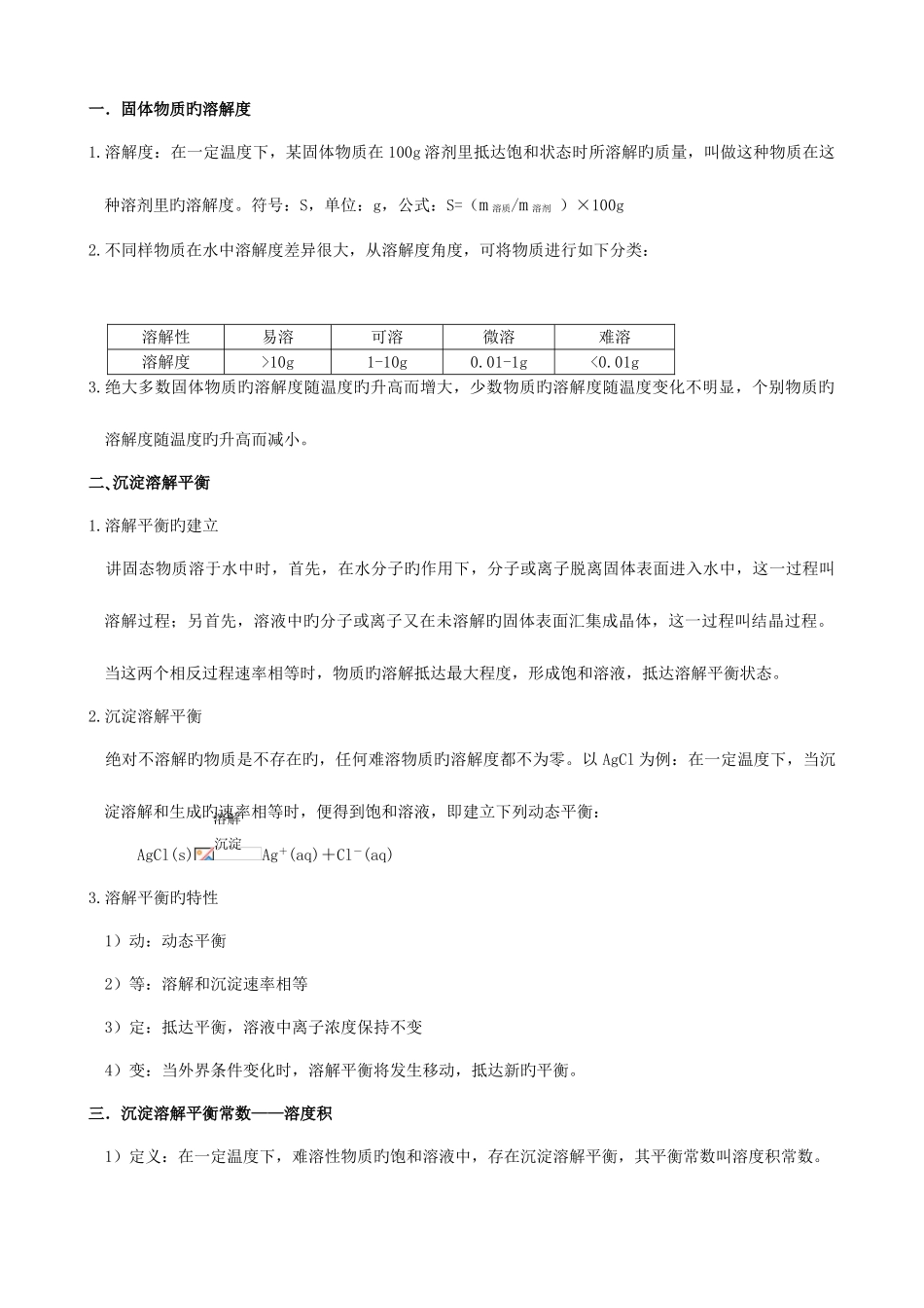 2025年沉淀溶解平衡知识点_第1页