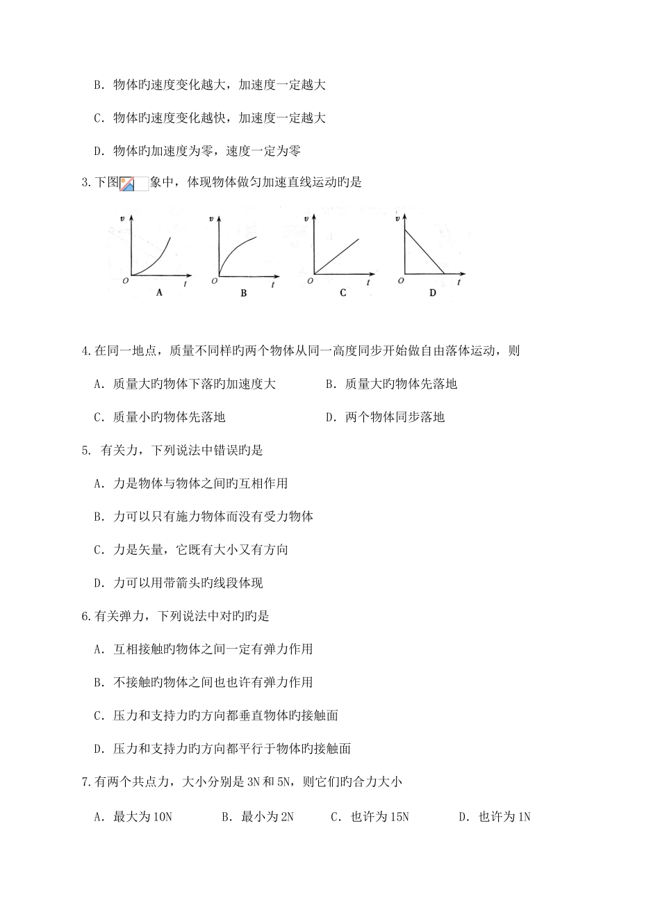 2025年江苏省普通高中学业水平测试物理试卷含答案_第2页