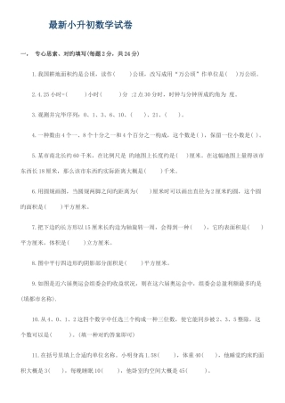 2025年小升初数学试卷及答案