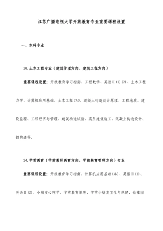 2025年江苏广播电视大学开放教育专业主要课程设置