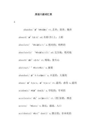 2025年大学英语六级词汇表带音标