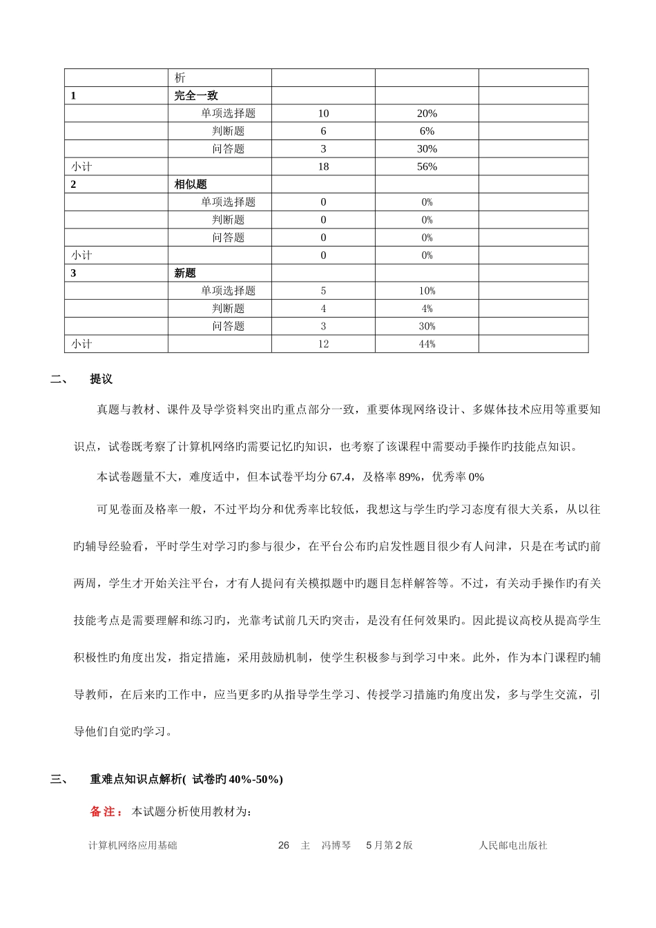 2025年机网络与多媒体技术课程考试真题分析报告_第3页