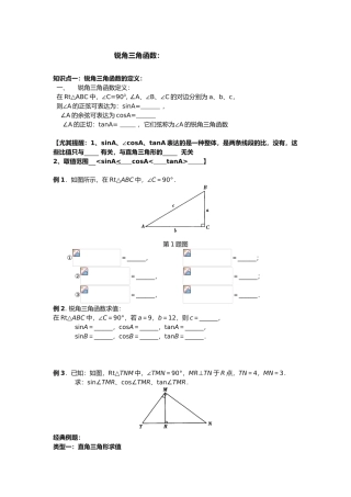 2025年初三锐角三角函数知识点与典型例题