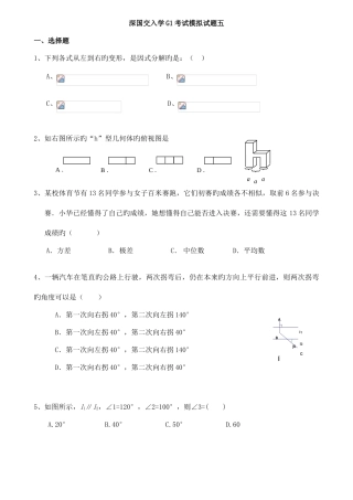 2025年深国交入学考试模拟试题五