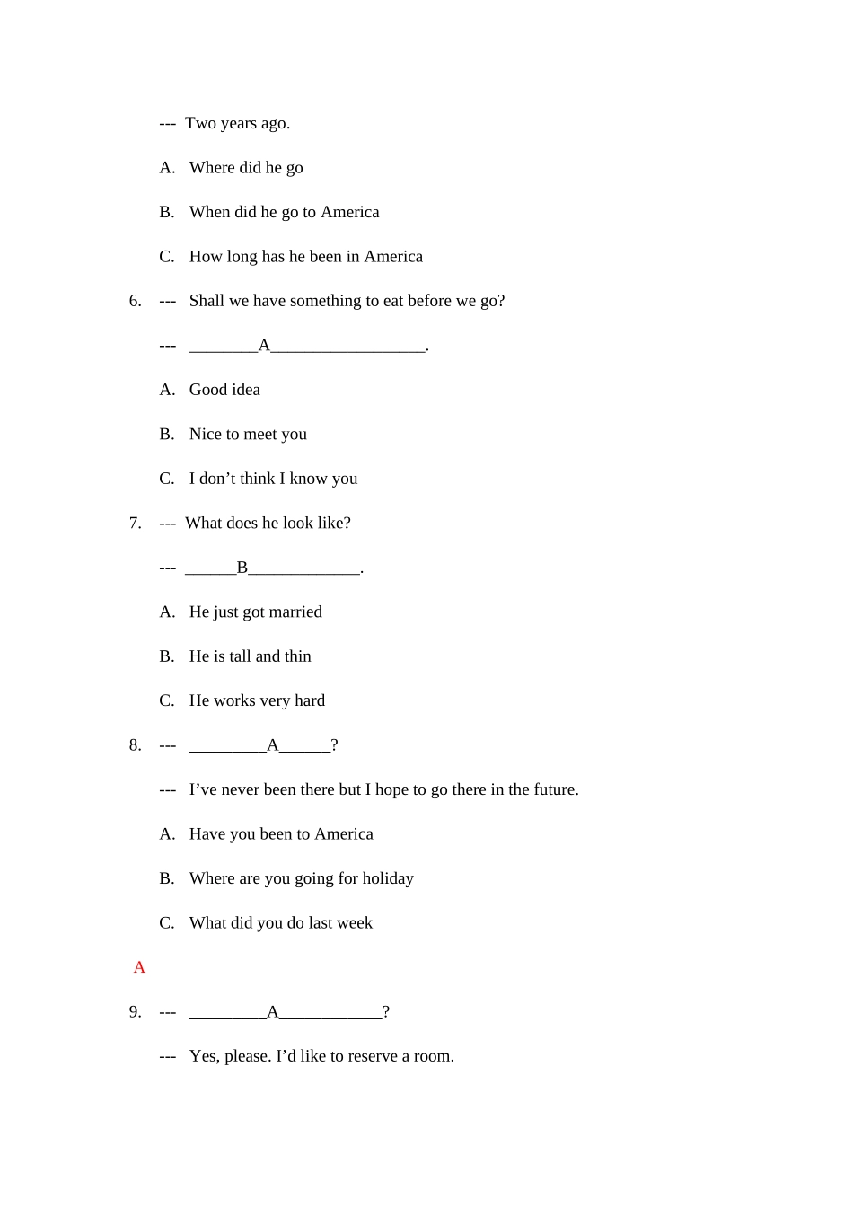 2025年电大英语I期末考试考点版答案资料_第2页