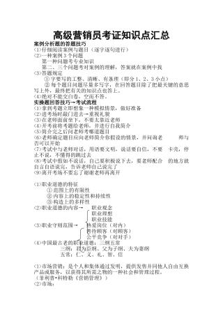 2025年高级营销员考证知识点汇总
