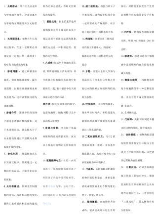 2025年植物生理生化知识点