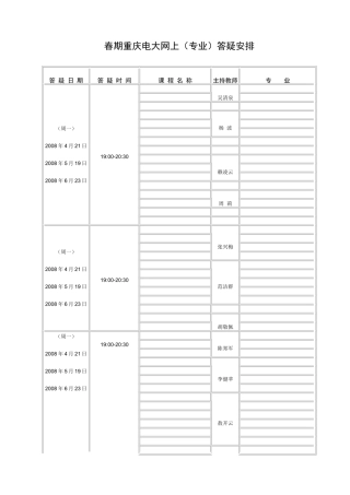 2025年春期重庆电大网上专业答疑安排新版