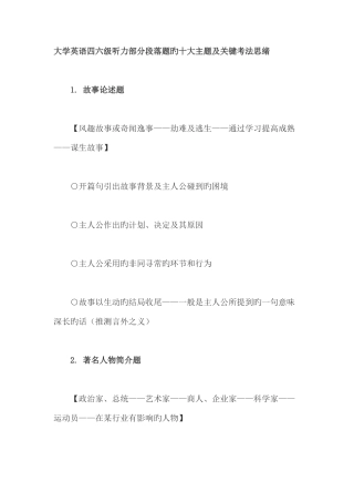 2025年英语六级听力考试十大主题及关键考法思路