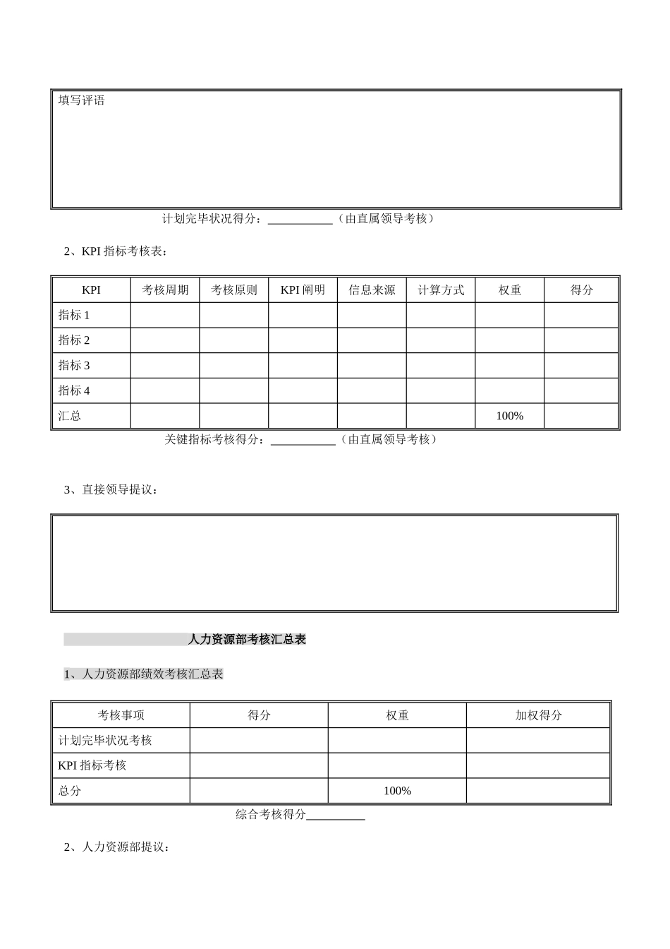 2025年李宁体育用品公司绩效考核表全套_第2页