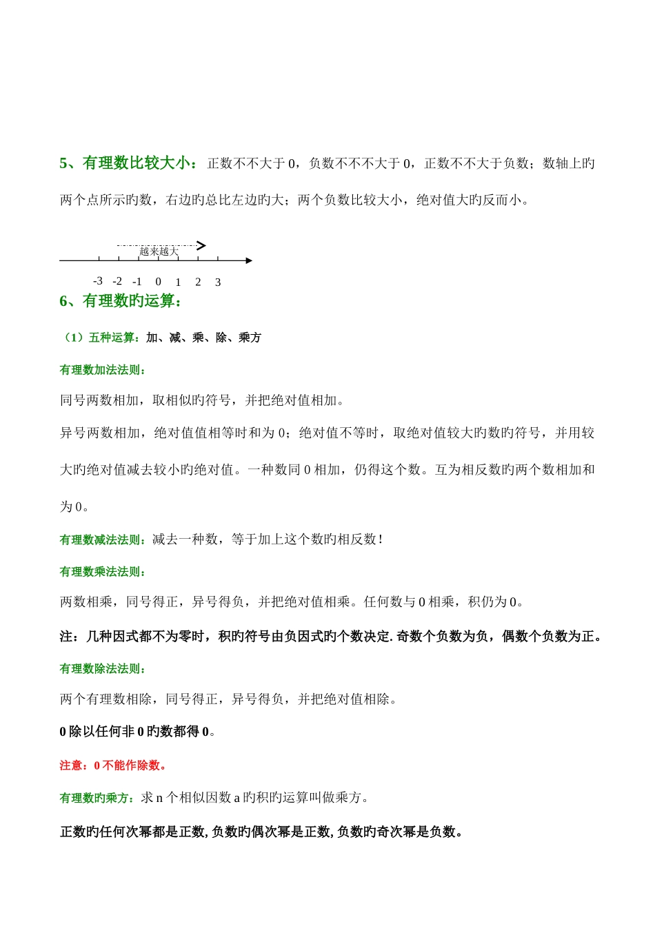 2025年新北师大版七年级上册有理数运算数学知识点总结_第2页