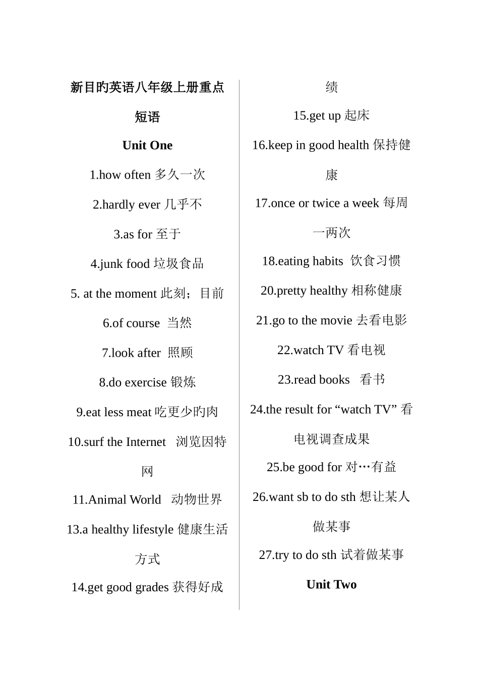 2025年新目标八年级上学期英语重点词汇归纳_第1页