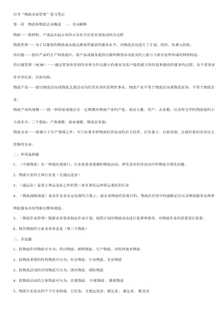 2025年自考物流企业管理复习笔记zss