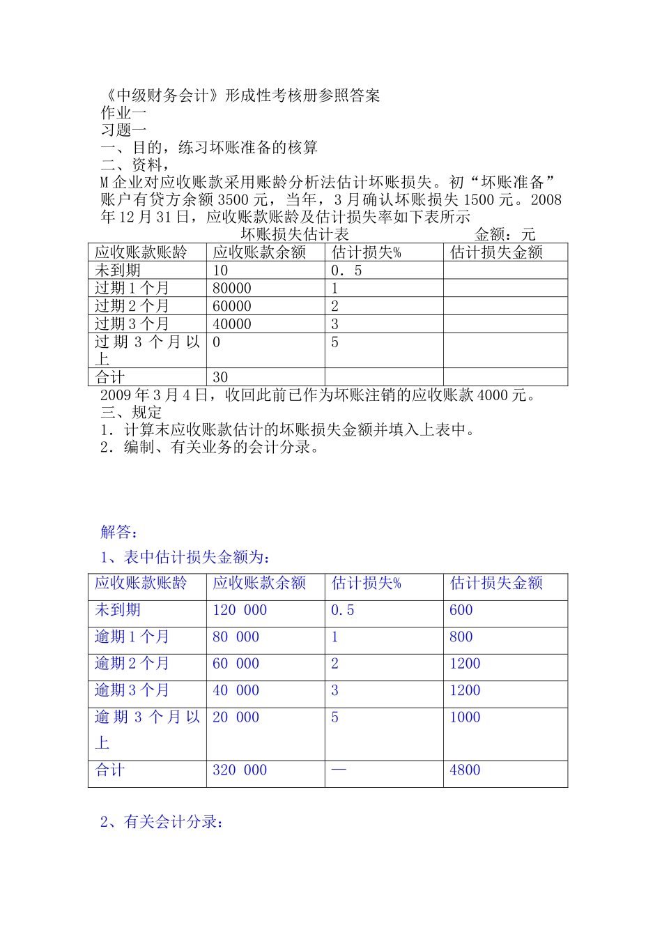 2025年《中级财务会计》形成性考核册参考答案_第1页