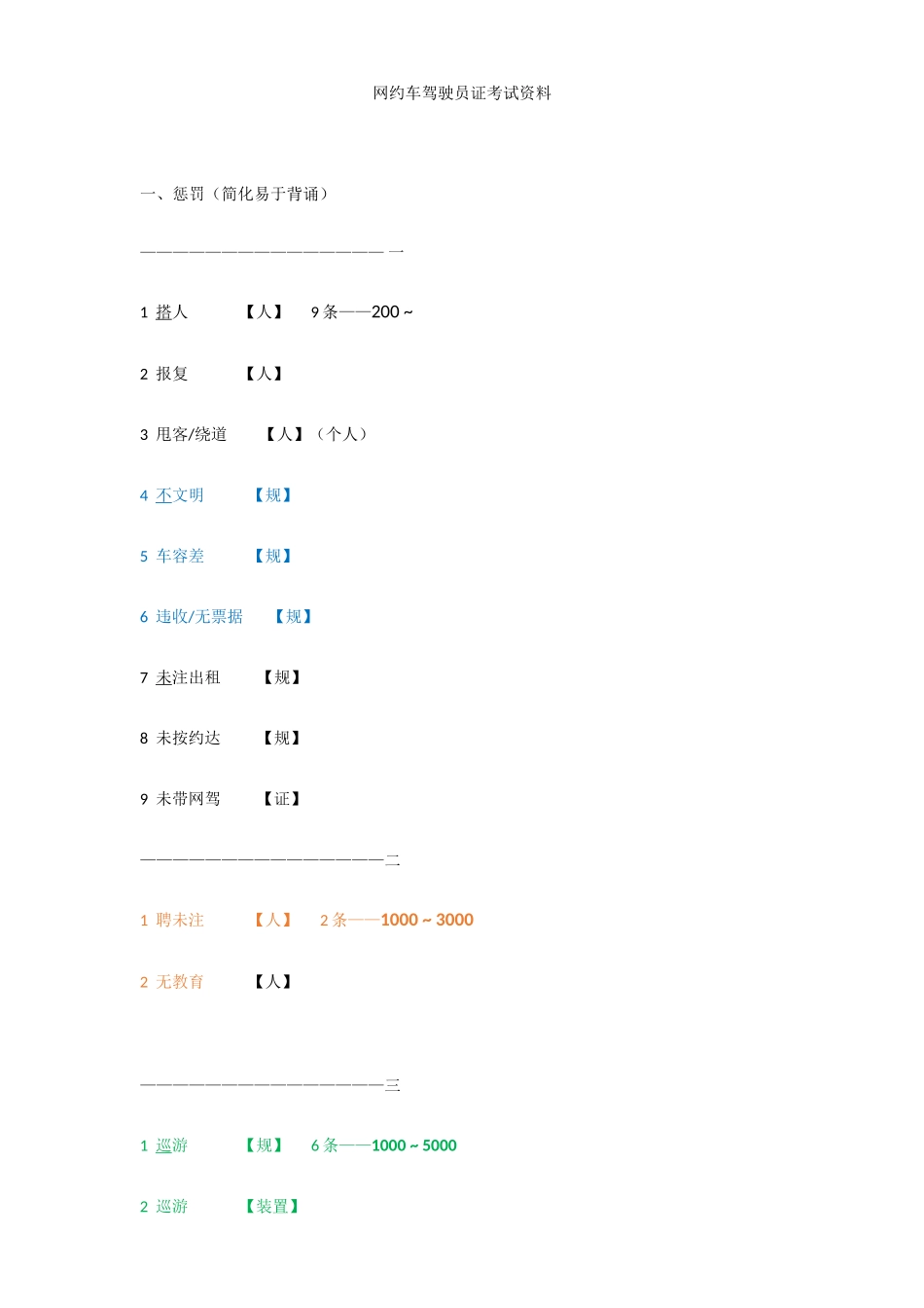 2025年网约车驾驶员证考试复习资料简化版易于背诵_第1页