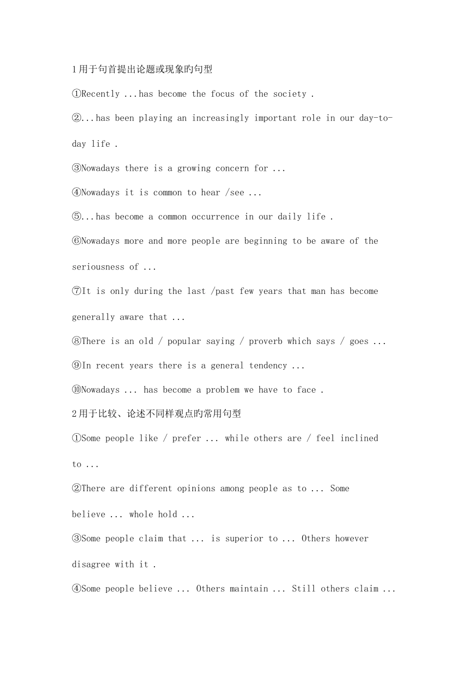 2025年英语六级作文的句型_第1页