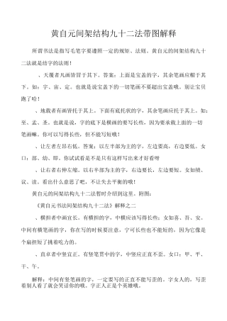 黄自元间架结构九十二法带图解释