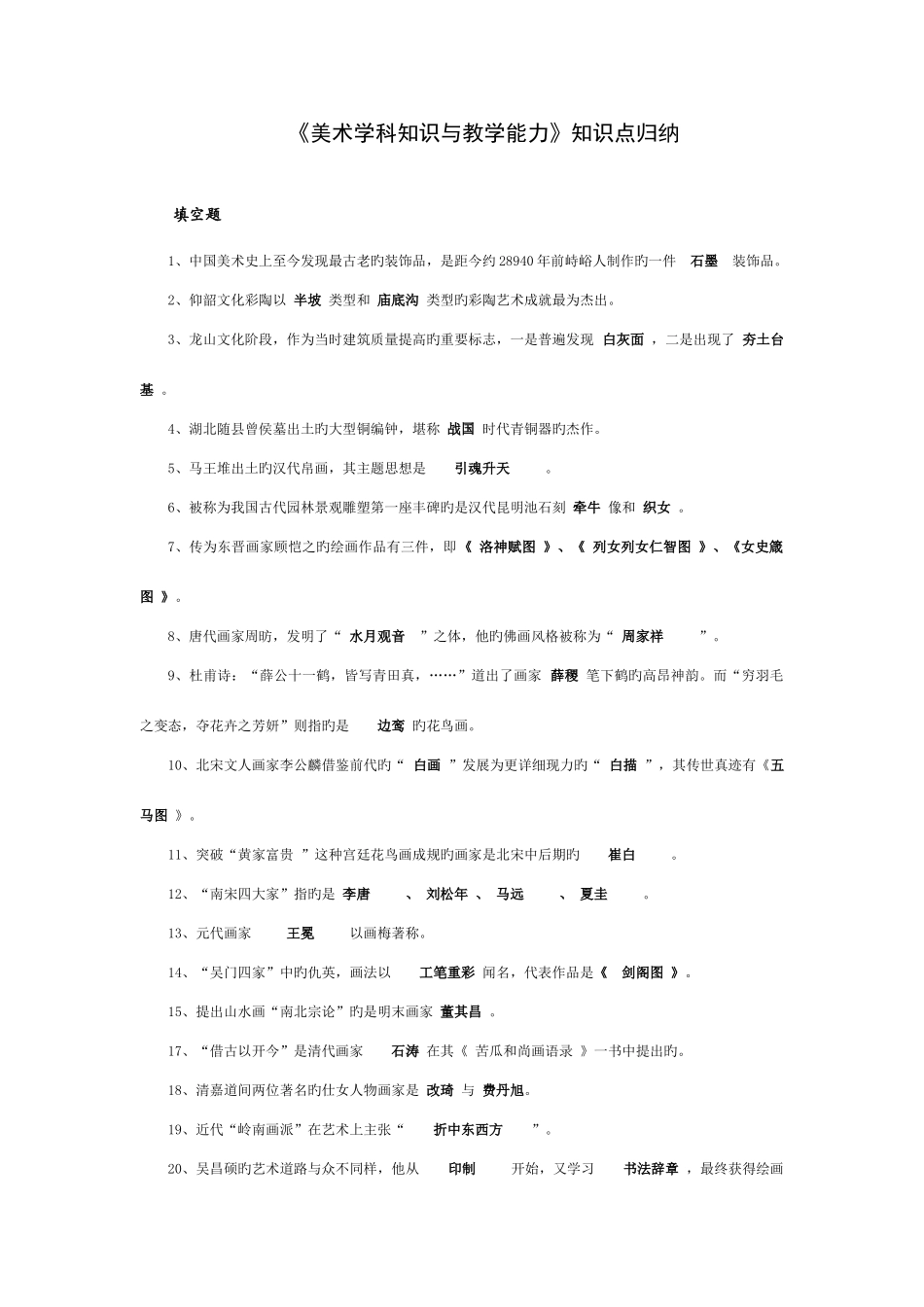 2025年美术学科知识与教学能力知识点归纳_第1页