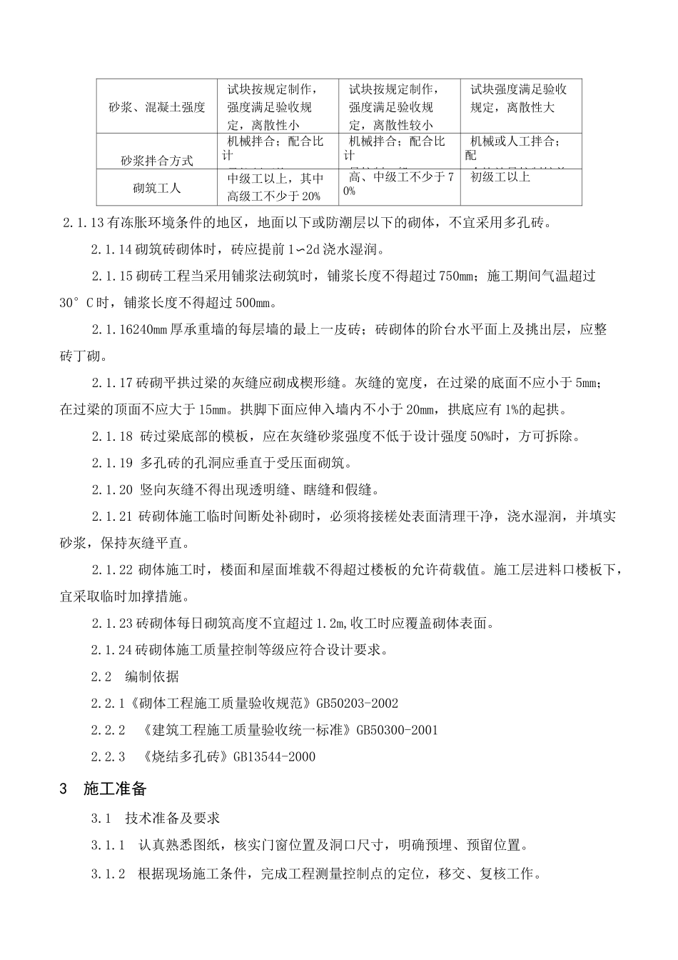 烧结多孔砖砌体施工工艺标准汇总_第3页