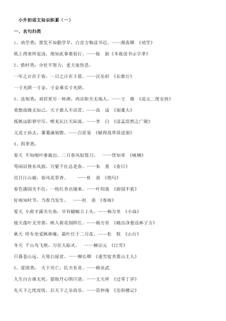 2025年小升初语文知识积累